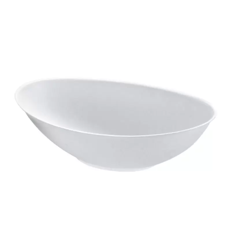 PacknWood Bio N Chic Oval White Sugarcane Bowl - 51oz 10.6 x 6.2'' - 100 pcs PacknWood Bio N Chic Oval White Sugarcane Bowl - 51oz 10.6 x 6.2'' - 100 pcs