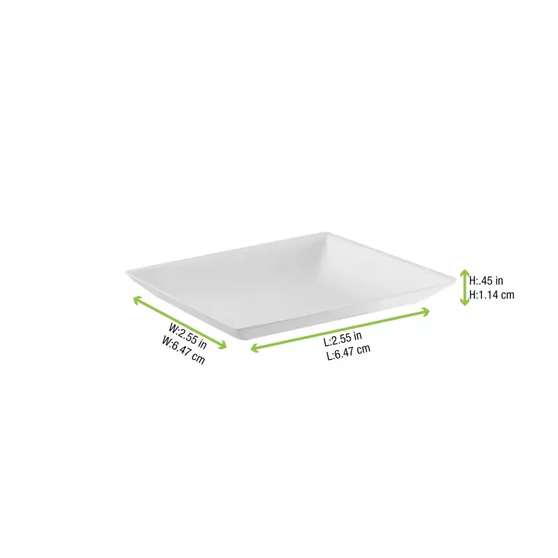 PacknWood Bio N Chic Mini White Sugarcane Plate - 2.5 x 2.5'' - 300 pcs PacknWood Bio N Chic Mini White Sugarcane Plate - 2.5 x 2.5'' - 300 pcs