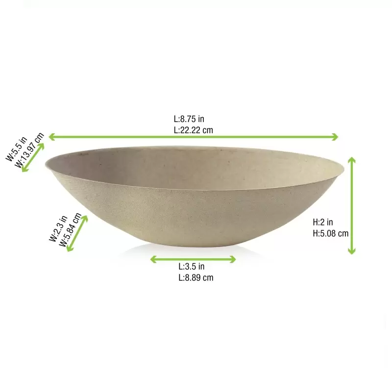 PacknWood Bio N Chic Brown Oval Sugarcane Bowl - 24oz 8.6 x 5.5'' - 250 pcs PacknWood Bio N Chic Brown Oval Sugarcane Bowl - 24oz 8.6 x 5.5'' - 250 pcs