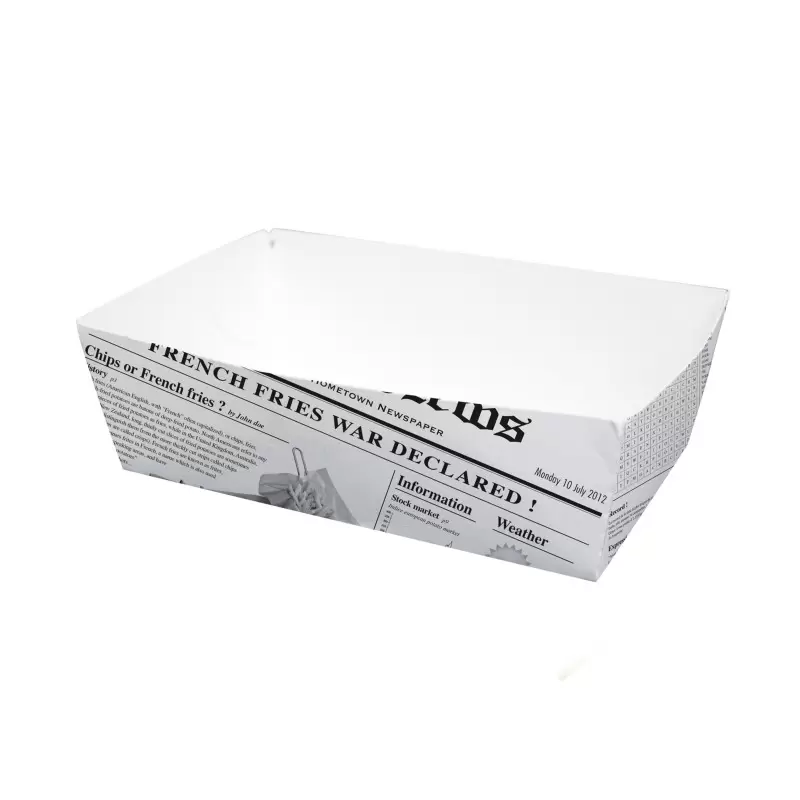 PacknWood Sturdy Newspaper Printed Basket - 29oz 5.9 x 3.5 x 2.0'' - 400 pcs PacknWood Sturdy Newspaper Printed Basket - 29oz 5.9 x 3.5 x 2.0'' - 400 pcs