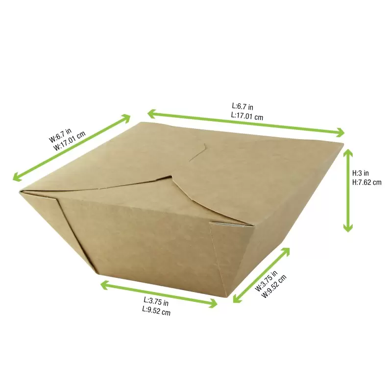 PacknWood Kraft Meal Box - 34oz 6.7 x 6.7 x 3.15'' - 200 pcs PacknWood Kraft Meal Box - 34oz 6.7 x 6.7 x 3.15'' - 200 pcs