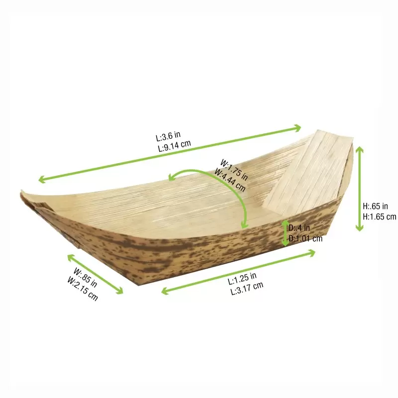 PacknWood Bamboo Leaf Boat - 0.5oz 3.5 x 1.7 x 0.5'' - 1000 pcs PacknWood Bamboo Leaf Boat - 0.5oz 3.5 x 1.7 x 0.5'' - 1000 pcs