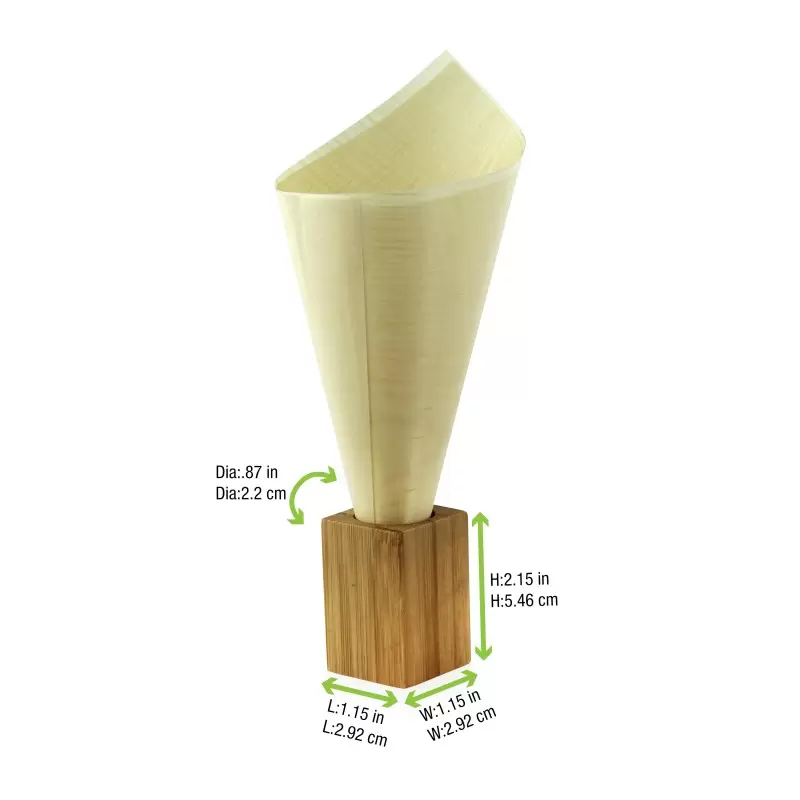 PacknWood Dual Use Bamboo Picks And Cone Holder - 1.18 x 1.18 x 2.16'' - 50 pcs PacknWood Dual Use Bamboo Picks And Cone Holder - 1.18 x 1.18 x 2.16'' - 50 pcs