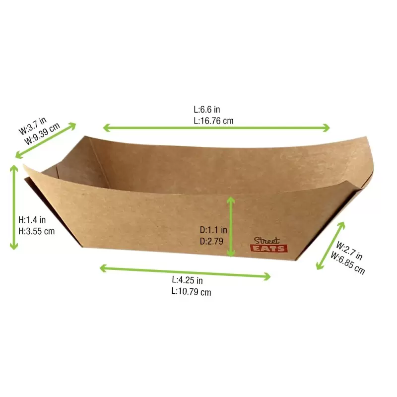 PacknWood Multi Use Kraft Paper Boat - 13oz 6.7 x 4.7 x 1.6'' - 1000 pcs PacknWood Multi Use Kraft Paper Boat - 13oz 6.7 x 4.7 x 1.6'' - 1000 pcs