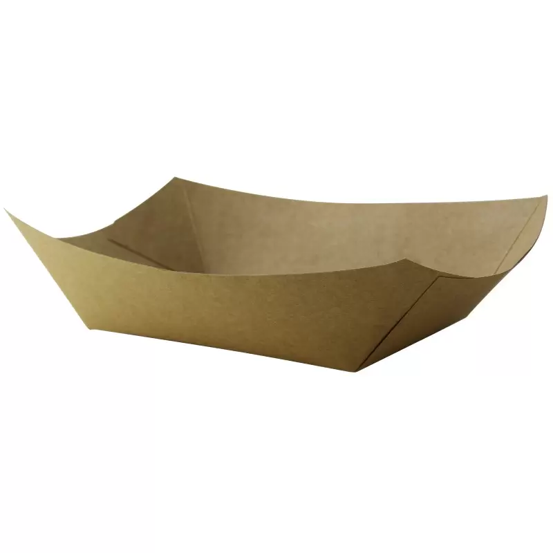 PacknWood Multi Use Large Kraft Paper Boat - 27oz 8.7 x 5.7 x 1.4'' - 500 pcs PacknWood Multi Use Large Kraft Paper Boat - 27oz 8.7 x 5.7 x 1.4'' - 500 pcs