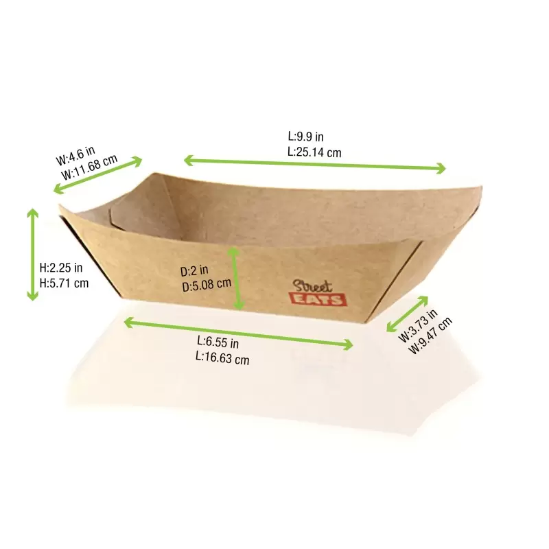 PacknWood Multi Use Large Kraft Paper Boat - 40oz 9.5 x 7 x 2.1'' - 500 pcs PacknWood Multi Use Large Kraft Paper Boat - 40oz 9.5 x 7 x 2.1'' - 500 pcs