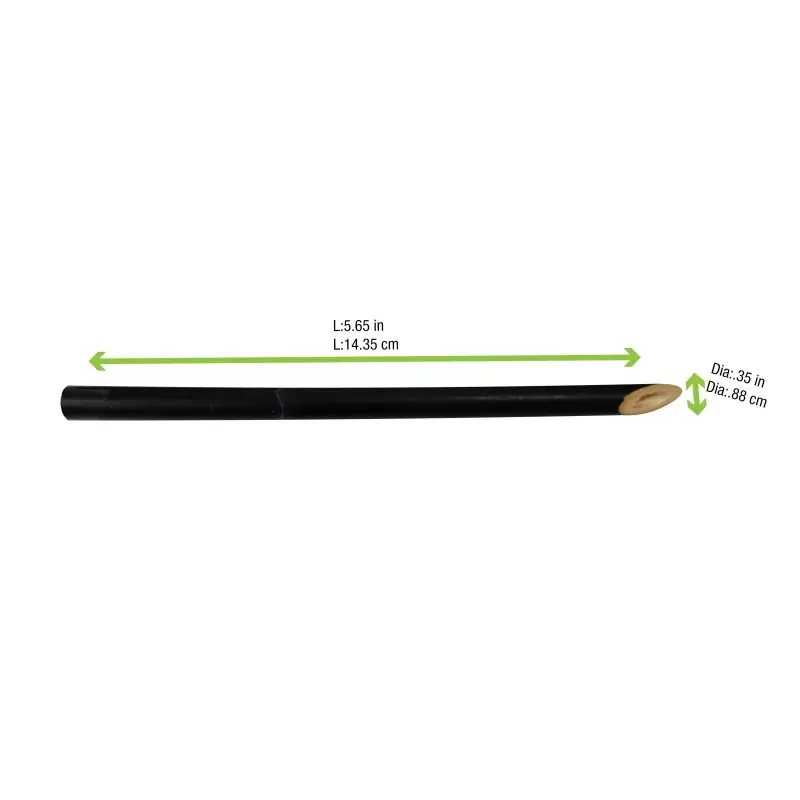 PacknWood Durable & Reusable Black Cocktail Bamboo Straw - Diam.0.45'' 5.7'' - 100 pcs PacknWood Durable & Reusable Black Cocktail Bamboo Straw - Diam.0.45'' 5.7'' - 100 pcs