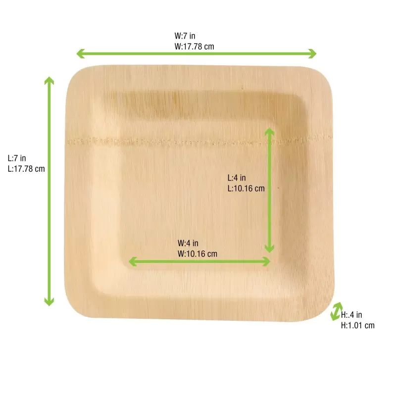 PacknWood Bamboo Veneer Square Plate - 7 x 7'' - 50 pcs PacknWood Bamboo Veneer Square Plate - 7 x 7'' - 50 pcs