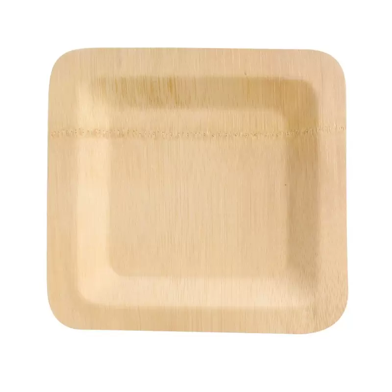PacknWood Bamboo Veneer Square Plate - 9 x 9'' - 50 pcs PacknWood Bamboo Veneer Square Plate - 9 x 9'' - 50 pcs