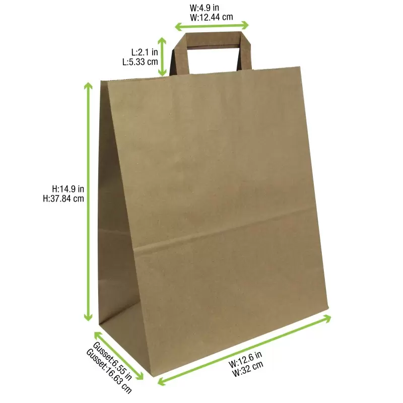 PacknWood Kraft Double-Layer Paper Carrier Bag With Handles - 12.6 x 6.7 x 15'' - 250 pcs PacknWood Kraft Double-Layer Paper Carrier Bag With Handles - 12.6 x 6.7 x 15'' - 250 pcs