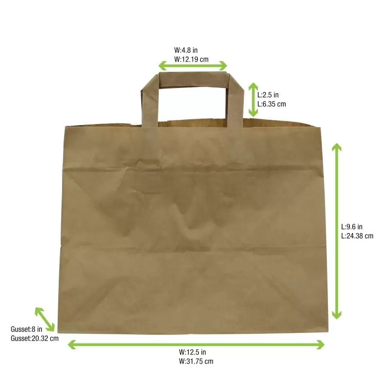 PacknWood Kraft-Brown Paper Carrier Bag - L:12.5 x W:8 x H:9.6'' - 250 pcs PacknWood Kraft-Brown Paper Carrier Bag - L:12.5 x W:8 x H:9.6'' - 250 pcs