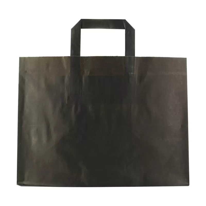 PacknWood Large & Wide Black Paper Bag With Handle - H:9.65'' Gusset:12.5 x 8.7'' - 250 pcs PacknWood Large & Wide Black Paper Bag With Handle - H:9.65'' Gusset:12.5 x 8.7'' - 250 pcs