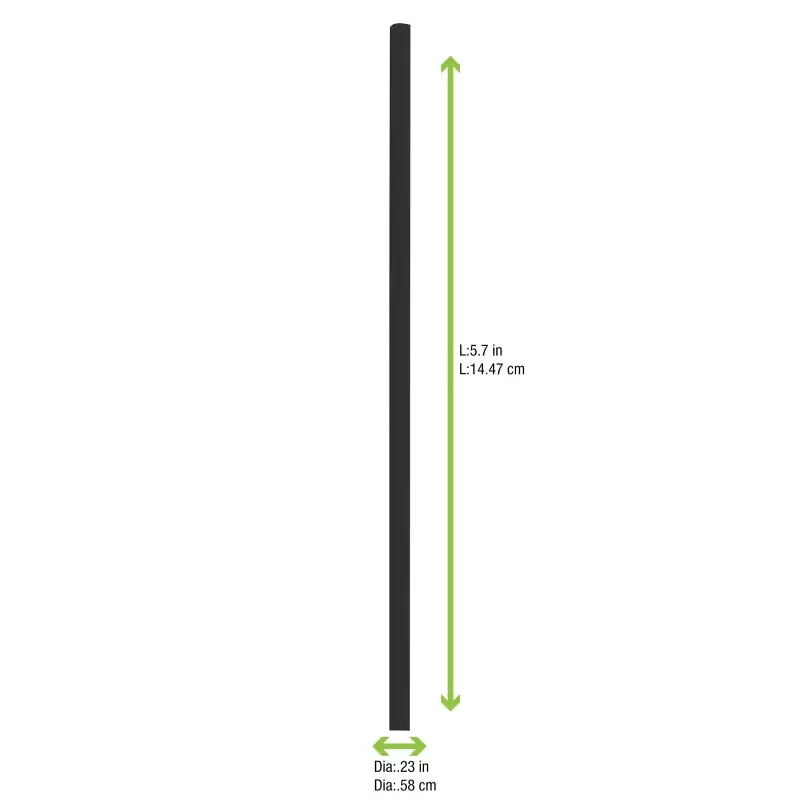 PacknWood Durable Solid Black Cocktail Paper Straws - Unwrapped - Diam.0.2'' H:5.7'' - 3000 pcs PacknWood Durable Solid Black Cocktail Paper Straws - Unwrapped - Diam.0.2'' H:5.7'' - 3000 pcs