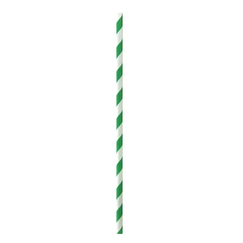 PacknWood Durable Green & White Striped Cocktail Paper Straws - Unwrapped - Diam.0.2'' H:5.7'' - 3000 pcs PacknWood Durable Green & White Striped Cocktail Paper Straws - Unwrapped - Diam.0.2'' H:5.7'' - 3000 pcs
