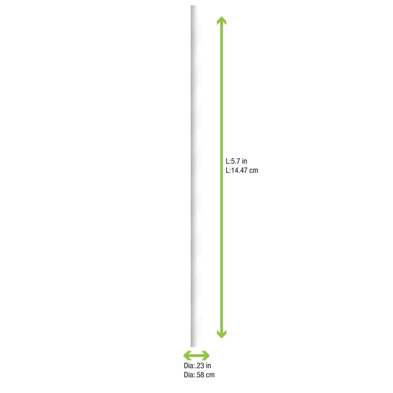 PacknWood Durable Solid White Cocktail Paper Straws - Unwrapped - Diam.0.2'' H:5.7'' - 3000 pcs PacknWood Durable Solid White Cocktail Paper Straws - Unwrapped - Diam.0.2'' H:5.7'' - 3000 pcs