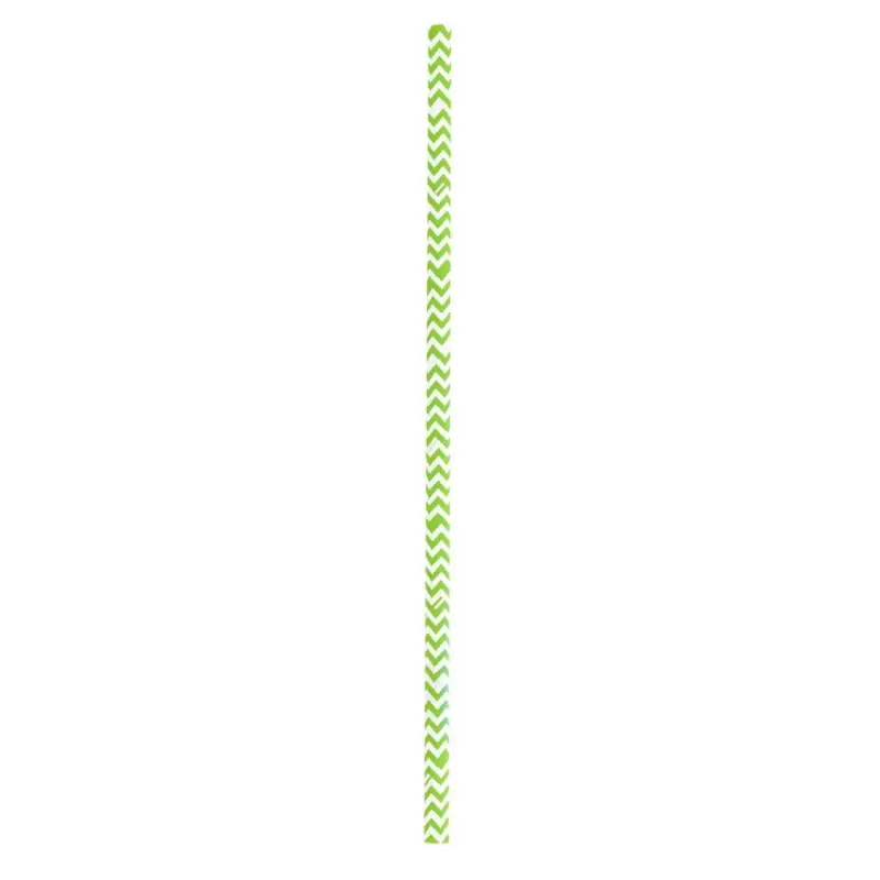 PacknWood Durable Lime Green & White Design Paper Straws - Unwrapped - Diam.0.2'' L:7.75'' - 3000 pcs PacknWood Durable Lime Green & White Design Paper Straws - Unwrapped - Diam.0.2'' L:7.75'' - 3000 pcs