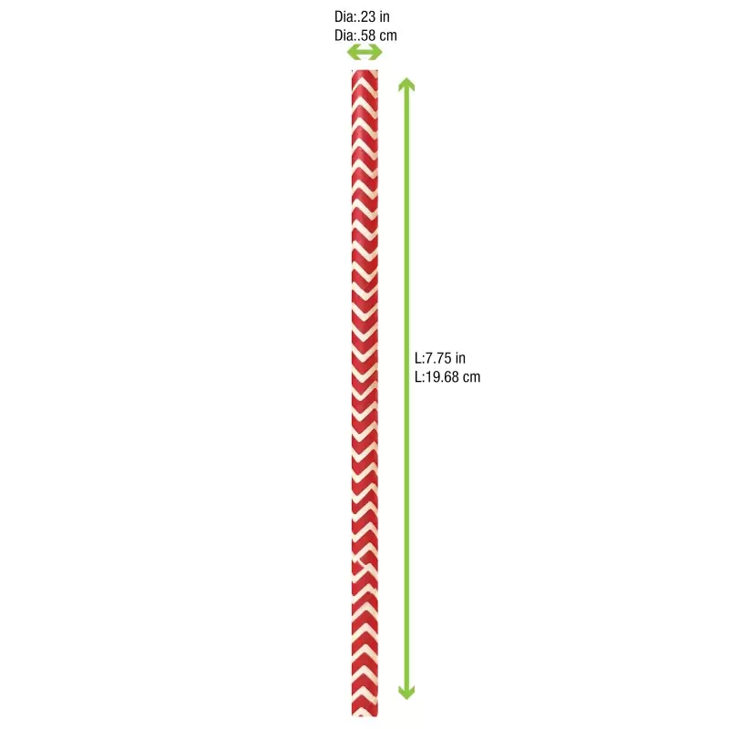 PacknWood Durable Red & White Design Paper Straws - Unwrapped - Diam.0.2'' L:7.75'' - 3000 pcs PacknWood Durable Red & White Design Paper Straws - Unwrapped - Diam.0.2'' L:7.75'' - 3000 pcs