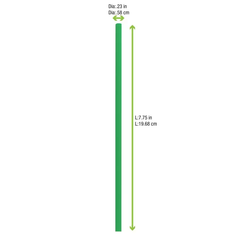 PacknWood Durable Solid Green Paper Straws - Wrapped - Diam.0.2'' L:7.75'' - 3000 pcs PacknWood Durable Solid Green Paper Straws - Wrapped - Diam.0.2'' L:7.75'' - 3000 pcs