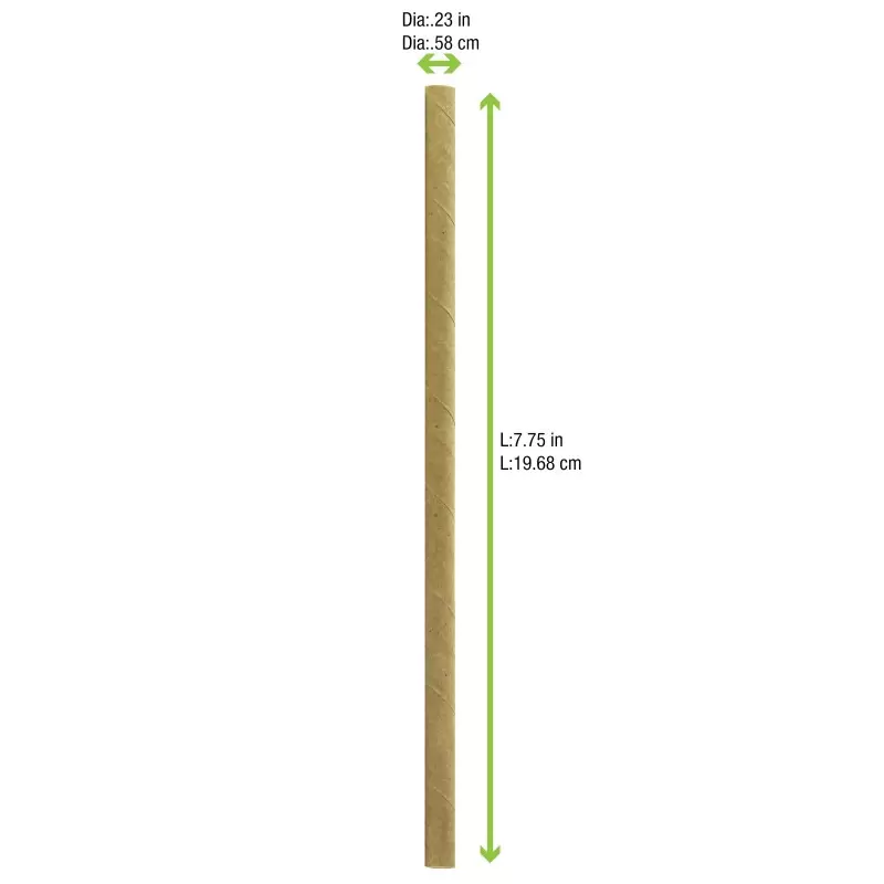 PacknWood Durable Kraft Paper Straws - Wrapped - Diam.0.2'' L:7.75'' - 3000 pcs PacknWood Durable Kraft Paper Straws - Wrapped - Diam.0.2'' L:7.75'' - 3000 pcs