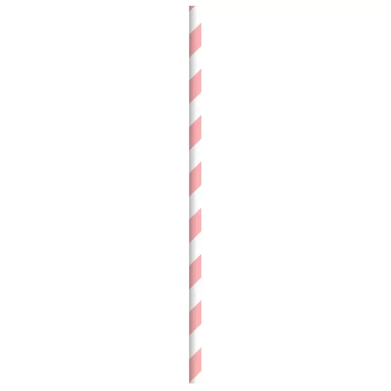 PacknWood Durable Pink & White Striped Paper Straws - Wrapped - Diam.0.2'' L:7.75'' - 3000 pcs PacknWood Durable Pink & White Striped Paper Straws - Wrapped - Diam.0.2'' L:7.75'' - 3000 pcs