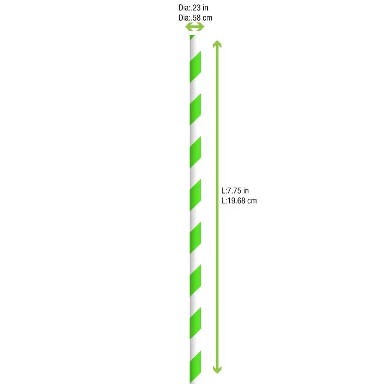 PacknWood Green Striped Paper Straws Wrapped - Diam.0.2'' L: 8.3'' - 6000 pcs PacknWood Green Striped Paper Straws Wrapped - Diam.0.2'' L: 8.3'' - 6000 pcs