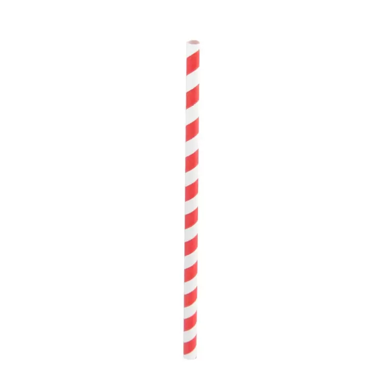 PacknWood Durable Smoothie Paper Straws With White & Red Stripes - Unwrapped - Diam.0.3'' L:7.75'' - 3000 pcs PacknWood Durable Smoothie Paper Straws With White & Red Stripes - Unwrapped - Diam.0.3'' L:7.75'' - 3000 pcs