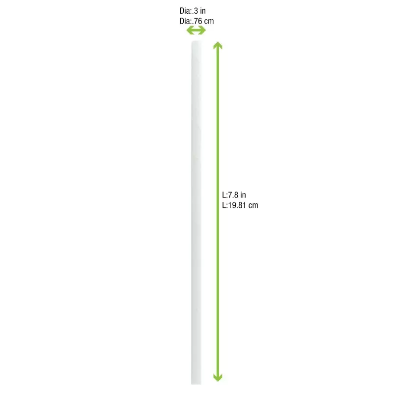 PacknWood Durable Solid White Smoothie Paper Straws - Wrapped - Diam.0.3'' L:7.75'' - 3000 pcs PacknWood Durable Solid White Smoothie Paper Straws - Wrapped - Diam.0.3'' L:7.75'' - 3000 pcs
