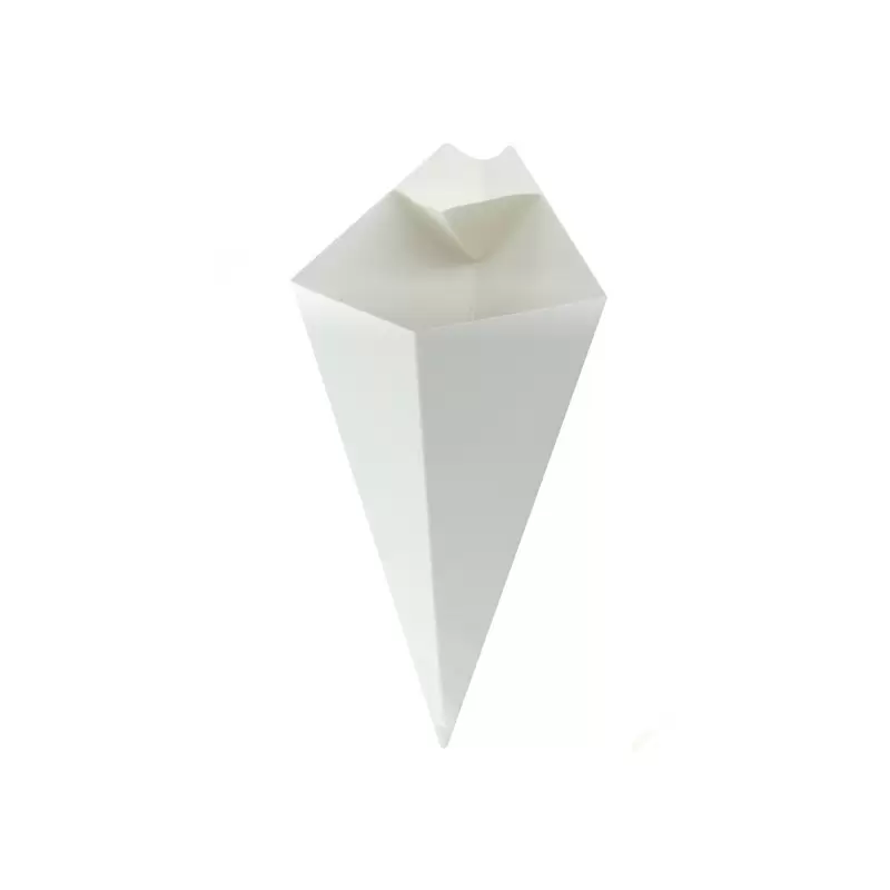 PacknWood White Paper Cones With Built in Dipping Sauce Compartment - 8oz 8.75 x 5.25'' - 500 pcs PacknWood White Paper Cones With Built in Dipping Sauce Compartment - 8oz 8.75 x 5.25'' - 500 pcs