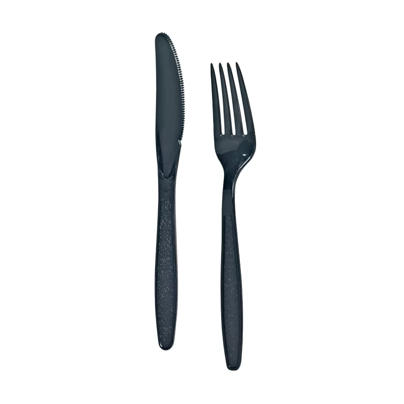 PacknWood Black Cutlery Set 3-1 (Knife, Fork, Napkin) - 7.55 x 1.77'' - 250 pcs PacknWood Black Cutlery Set 3-1 (Knife, Fork, Napkin) - 7.55 x 1.77'' - 250 pcs
