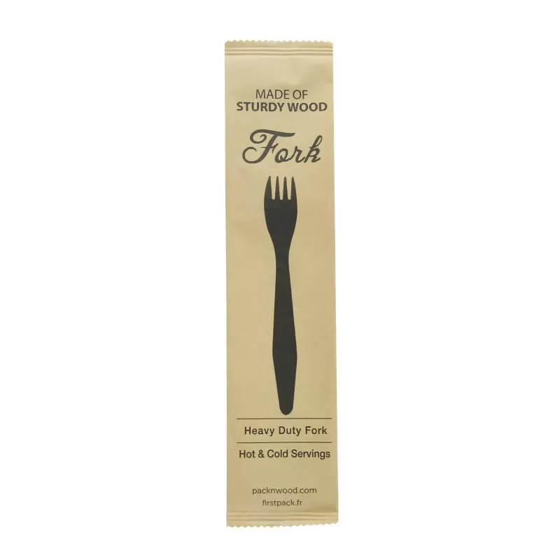 PacknWood Heavy Weight Wooden Fork Wrapped in Paper Wrapper - 7.3'' - 500 pcs PacknWood Heavy Weight Wooden Fork Wrapped in Paper Wrapper - 7.3'' - 500 pcs