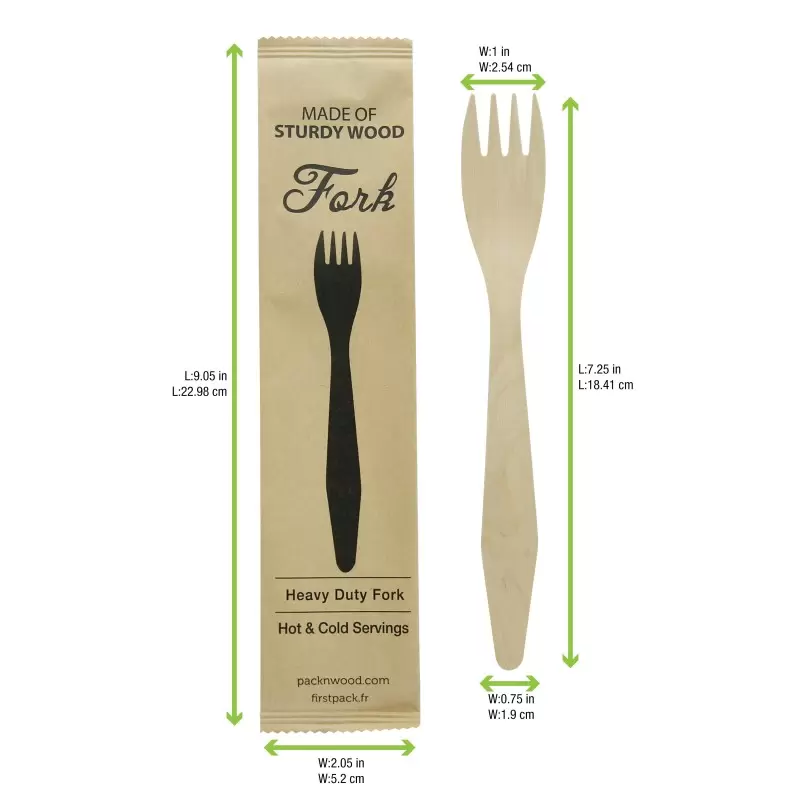 PacknWood Heavy Weight Wooden Fork Wrapped in Paper Wrapper - 7.3'' - 500 pcs PacknWood Heavy Weight Wooden Fork Wrapped in Paper Wrapper - 7.3'' - 500 pcs