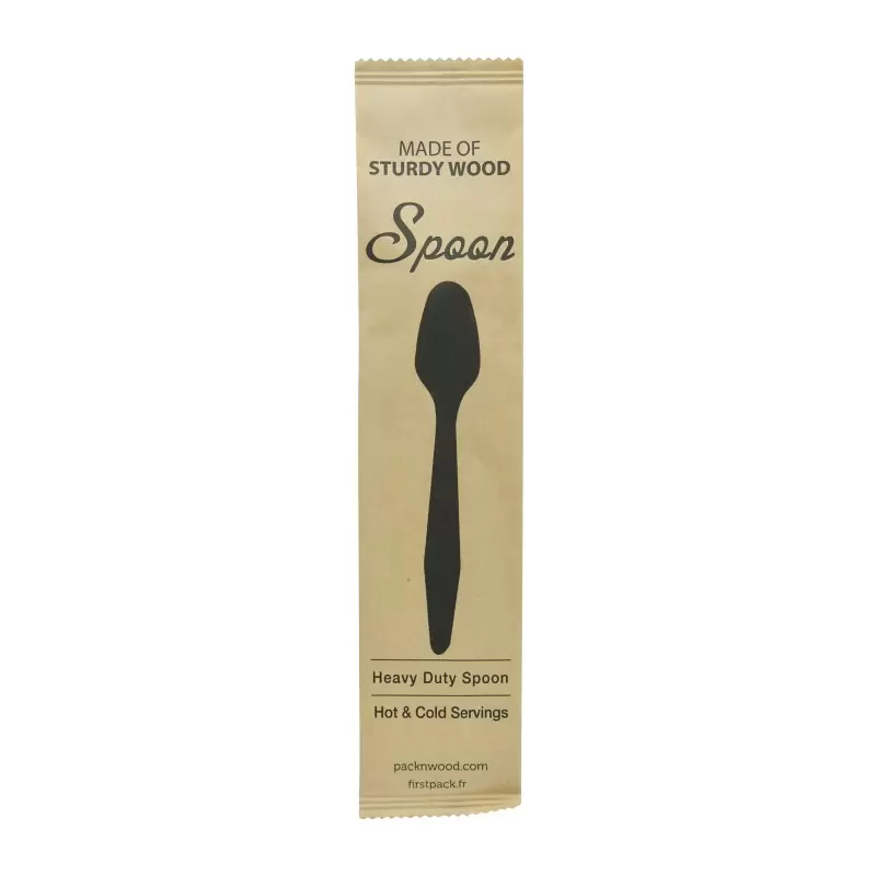 PacknWood Heavy Weight Wooden Spoon Wrapped '' Paper Wrapper - 7.3'' - 500 pcs PacknWood Heavy Weight Wooden Spoon Wrapped '' Paper Wrapper - 7.3'' - 500 pcs