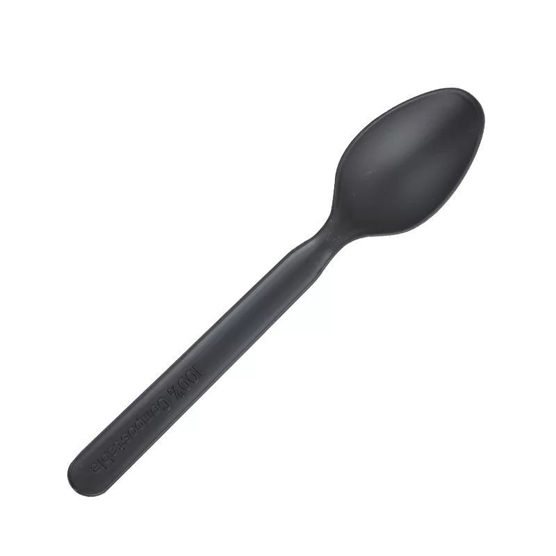 PacknWood Compostable & Heat Proof Corn - Black Spoon - 5'' - 2000 pcs PacknWood Compostable & Heat Proof Corn - Black Spoon - 5'' - 2000 pcs