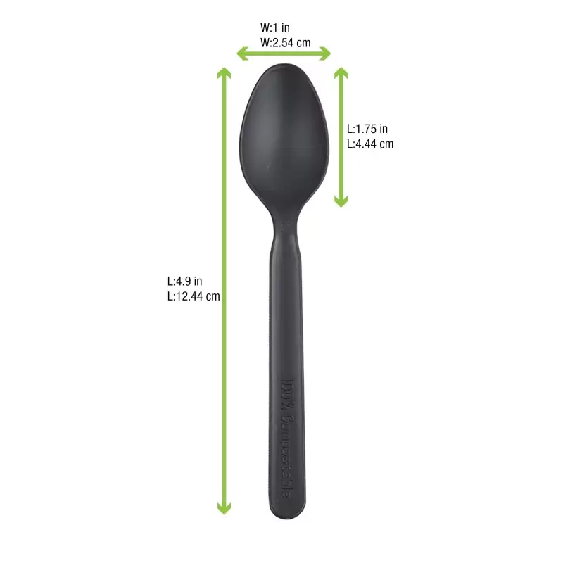 PacknWood Compostable & Heat Proof Corn - Black Spoon - 5'' - 2000 pcs PacknWood Compostable & Heat Proof Corn - Black Spoon - 5'' - 2000 pcs
