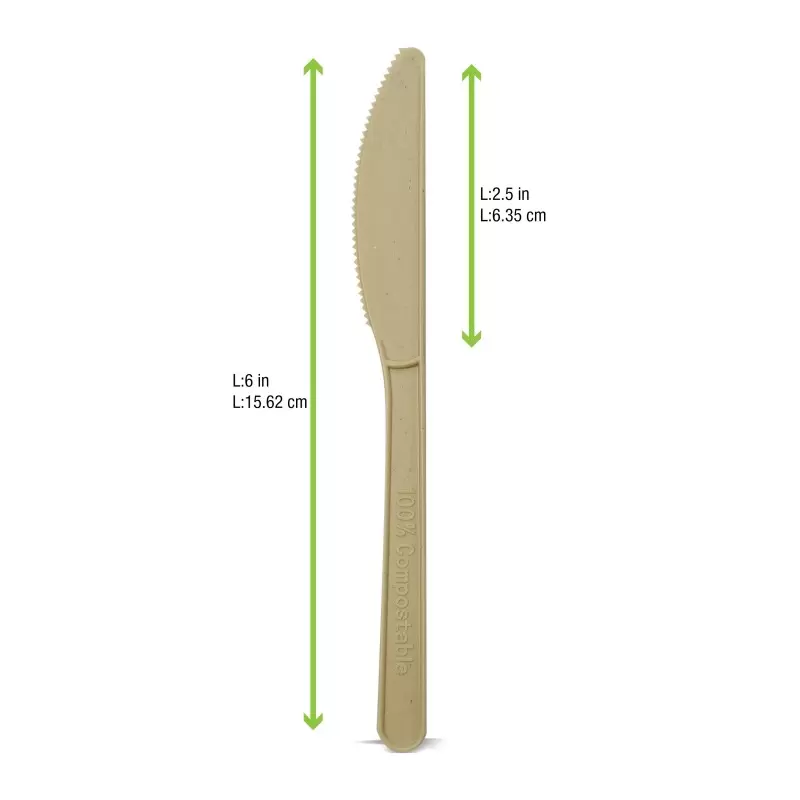 PacknWood Compostable & Heat Proof Corn - Bamboo Fiber Knife - 6'' - 1000 pcs PacknWood Compostable & Heat Proof Corn - Bamboo Fiber Knife - 6'' - 1000 pcs