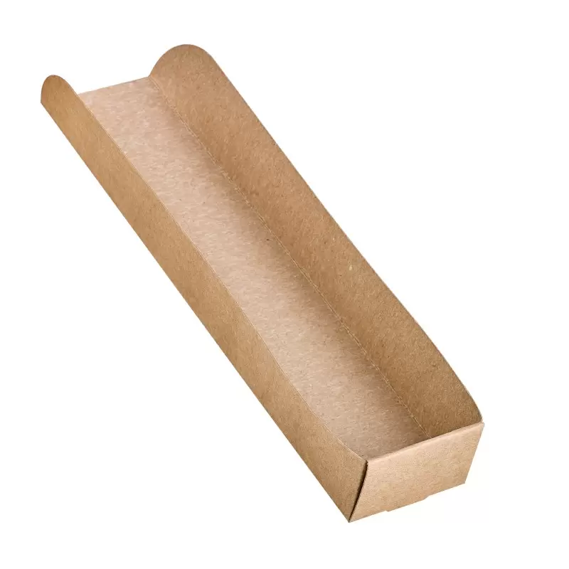 PacknWood Kraft Hot Dog Tray - L:9.75'' W:2.1'' L:2.1'' - 1000 pcs PacknWood Kraft Hot Dog Tray - L:9.75'' W:2.1'' L:2.1'' - 1000 pcs