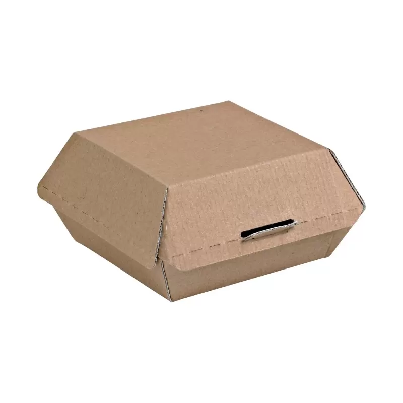 PacknWood Kraft Corrugated Hamburger Clamshell Take Out Box - 5.3 x 4.9 x 2.5'' - 500 pcs PacknWood Kraft Corrugated Hamburger Clamshell Take Out Box - 5.3 x 4.9 x 2.5'' - 500 pcs
