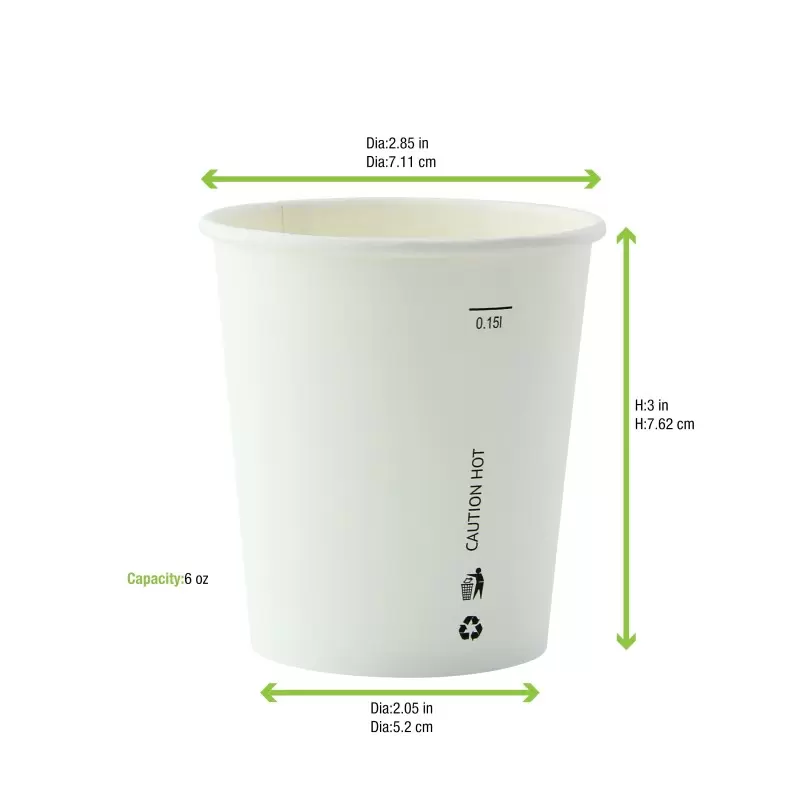 PacknWood White Paper Cup - 6oz - 2000 pcs PacknWood White Paper Cup - 6oz - 2000 pcs