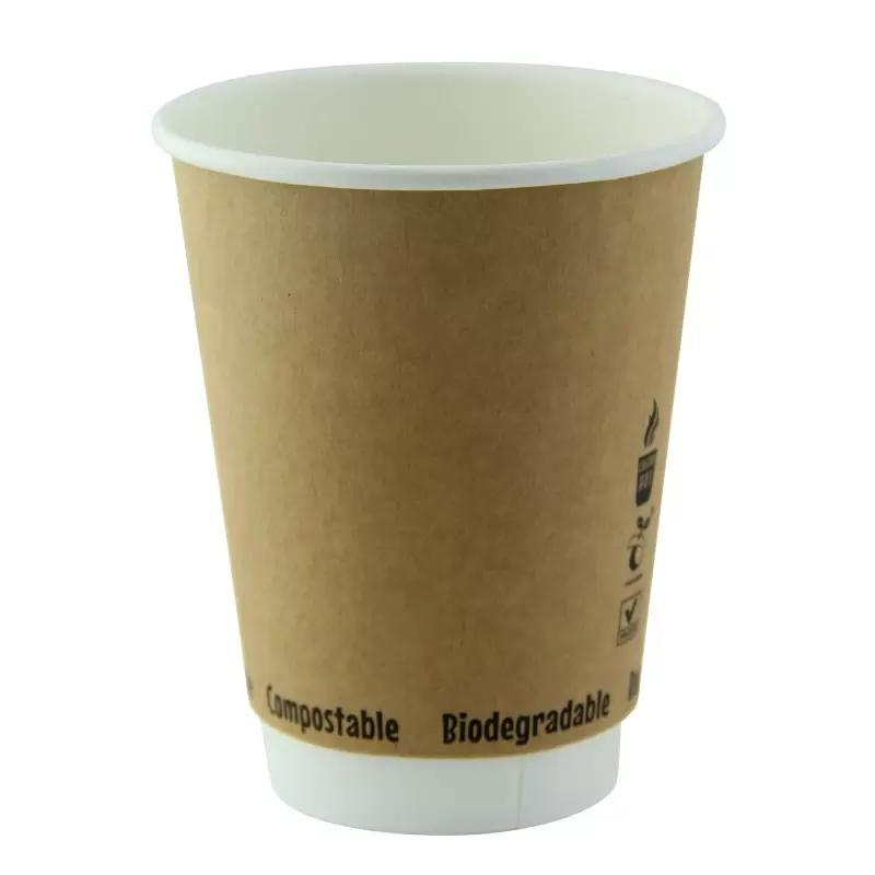 PacknWood Double Wall Kraft Compostable Paper Cup - 12oz Diam.3.5'' H:4.3'' - 500 pcs PacknWood Double Wall Kraft Compostable Paper Cup - 12oz Diam.3.5'' H:4.3'' - 500 pcs