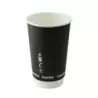 PacknWood Double Wall Black Compostable Paper Cup - 16oz Diam.3.5'' H:5.4'' - 500 pcs