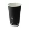 PacknWood Double Wall Black Compostable Paper Cup - 20oz Diam.3.5'' H:6.3'' - 500 pcs
