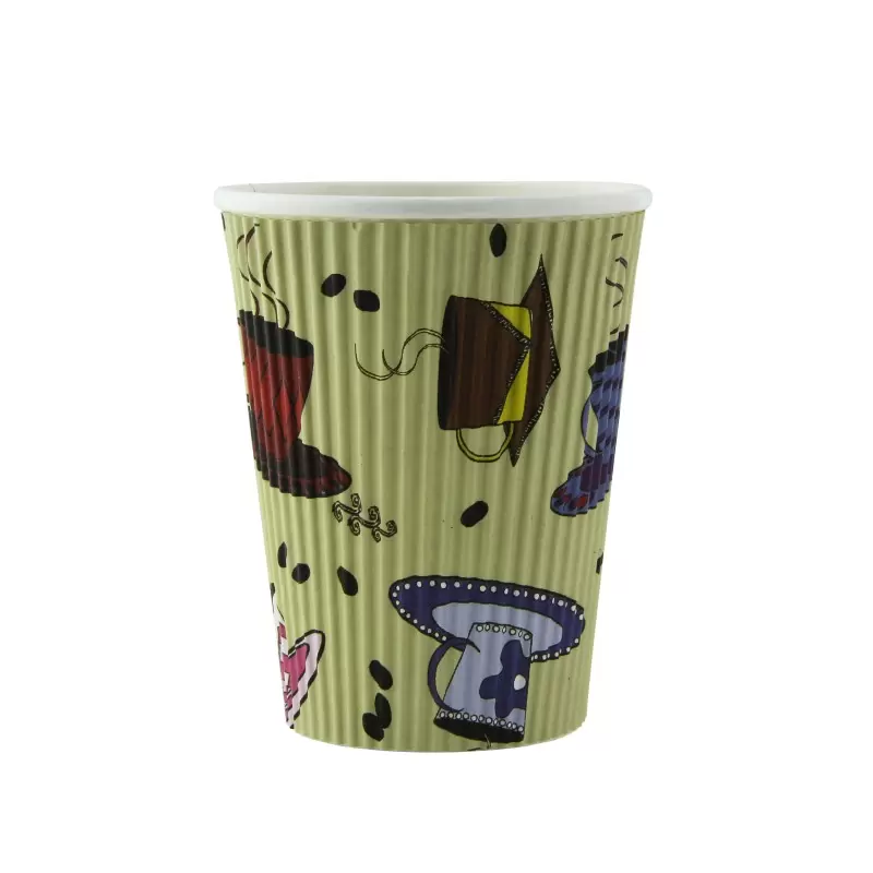 PacknWood Rippled Teacup Design Cup - 12oz Diam.3.5'' H:4.25'' - 500 pcs PacknWood Rippled Teacup Design Cup - 12oz Diam.3.5'' H:4.25'' - 500 pcs