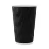 PacknWood Rippled Black Cups - 16oz Diam.3.5'' H:5.4'' - 500 pcs