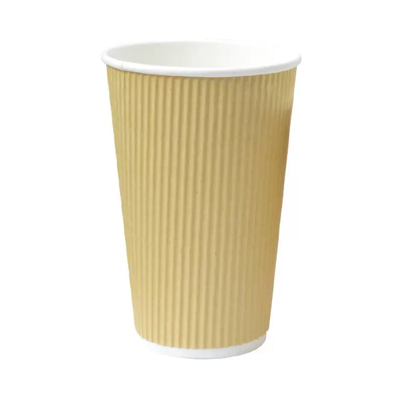 PacknWood Rippled Beige Cup - 20oz Diam.3.5'' H:6.1'' - 500 pcs PacknWood Rippled Beige Cup - 20oz Diam.3.5'' H:6.1'' - 500 pcs
