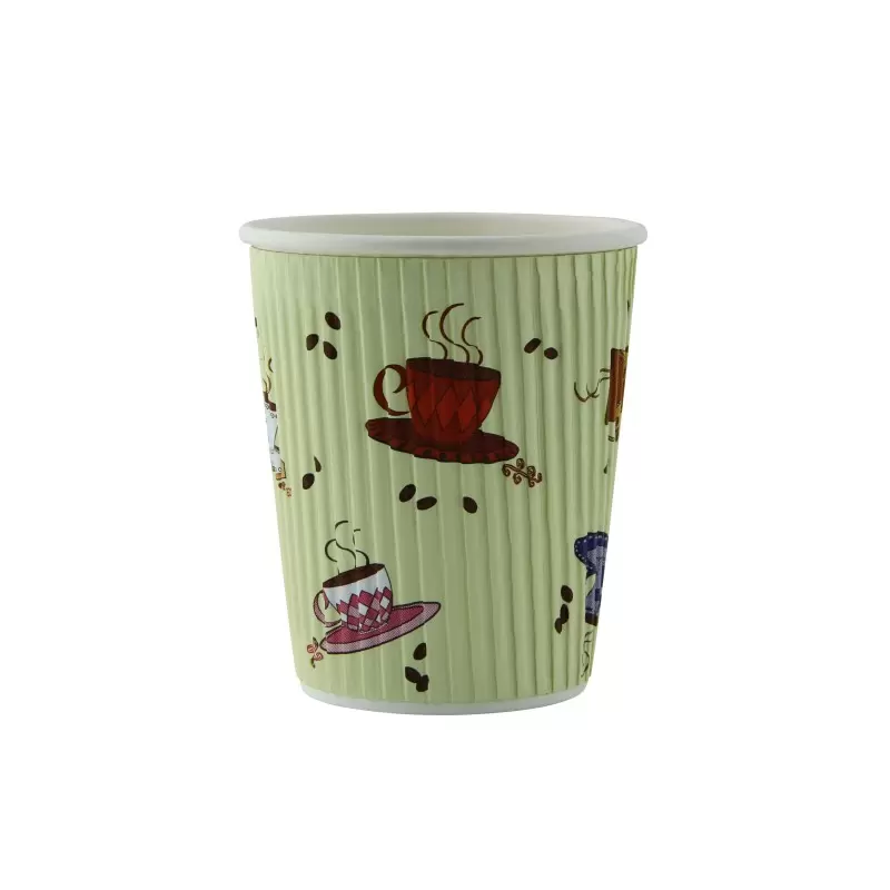 PacknWood Rippled Teacup Design Cup - 8oz Diam.3.1'' H:3.6'' - 1000 pcs PacknWood Rippled Teacup Design Cup - 8oz Diam.3.1'' H:3.6'' - 1000 pcs