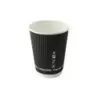 PacknWood Compostable Rippled Black Cup - 12oz Diam.3.5'' H:4.25'' - 500 pcs