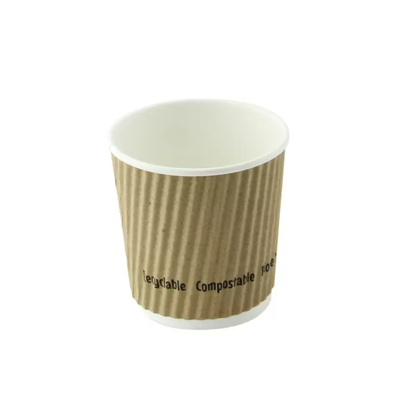 PacknWood Compostable Rippled Kraft Cup - 4oz Diam.2.4'' H:2.4'' - 1000 pcs PacknWood Compostable Rippled Kraft Cup - 4oz Diam.2.4'' H:2.4'' - 1000 pcs