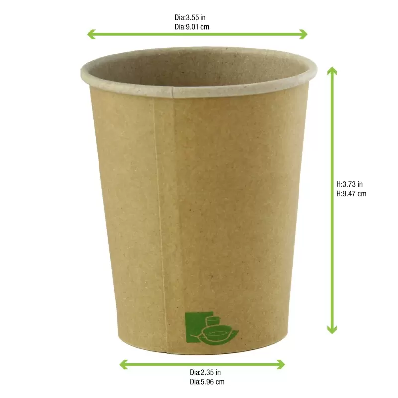 PacknWood Zen Kraft Recyclable Paper Cup - 10oz Diam.3.5'' H:4.1'' - 1000 pcs PacknWood Zen Kraft Recyclable Paper Cup - 10oz Diam.3.5'' H:4.1'' - 1000 pcs