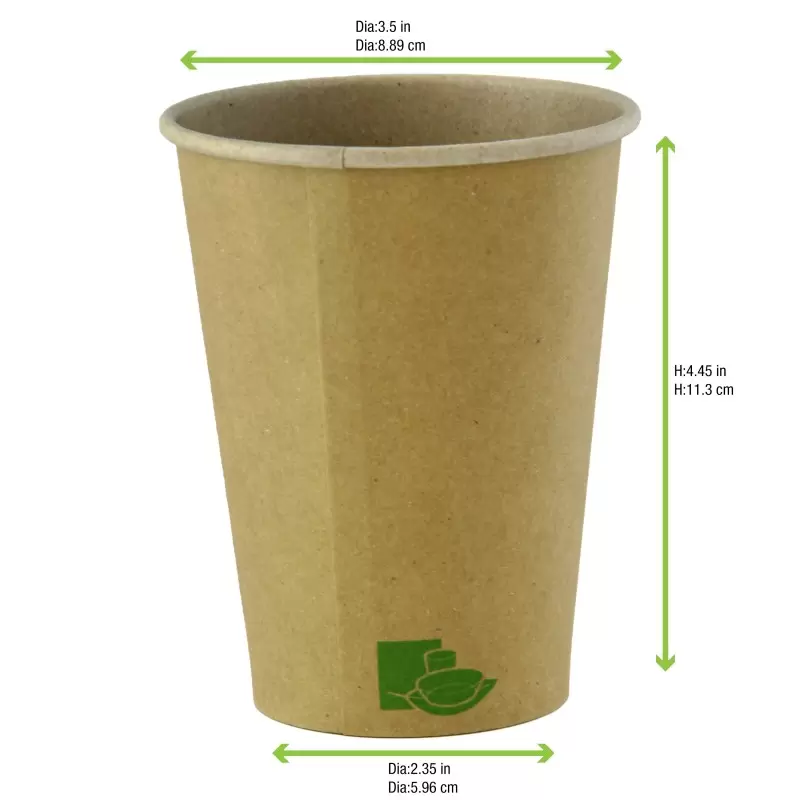 PacknWood Zen Kraft Recyclable Paper Cup - 12oz Diam.3.5'' H:4.4'' - 1000 pcs PacknWood Zen Kraft Recyclable Paper Cup - 12oz Diam.3.5'' H:4.4'' - 1000 pcs