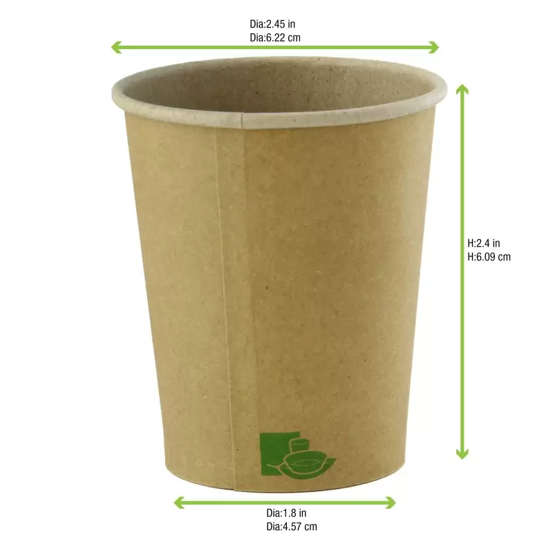 PacknWood Zen Kraft Recyclable Paper Cup - 4oz Diam.2.44'' H:2.4'' - 1000 pcs PacknWood Zen Kraft Recyclable Paper Cup - 4oz Diam.2.44'' H:2.4'' - 1000 pcs